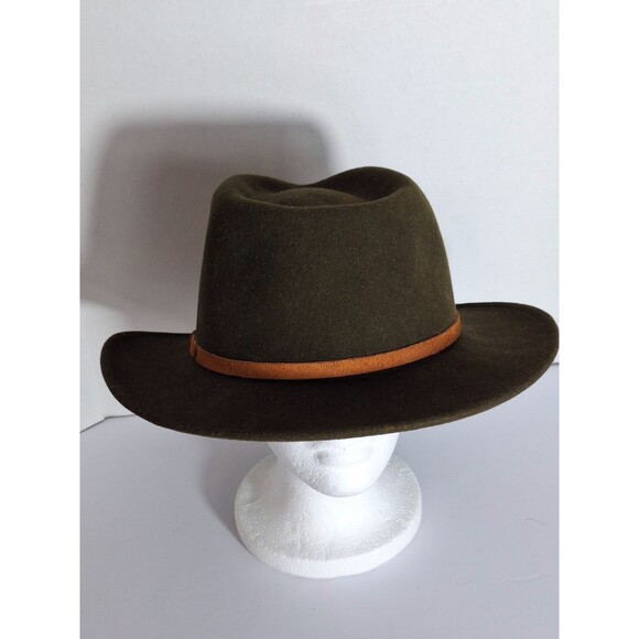 Vintage Bonner Lite Felt Wool Indiana Jones Fedora Mens XL Green Made In USA - Picture 2 of 8